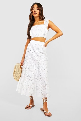 Crop top en broderie anglaise - Blanc
