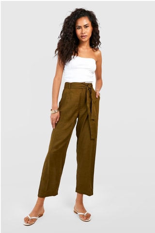 Pantalon carotte taille haute - Kaki