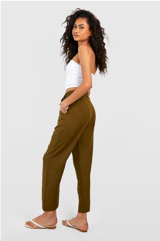 Pantalon carotte taille haute - Kaki