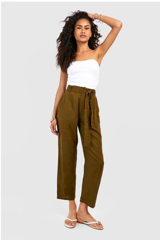 Pantalon carotte taille haute - Kaki