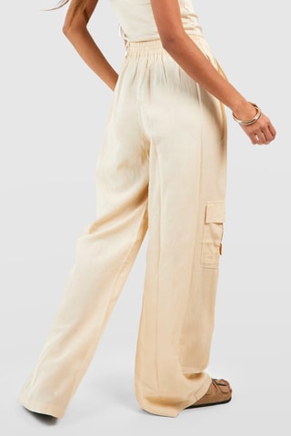 Pantalon cargo taille haute - Beige