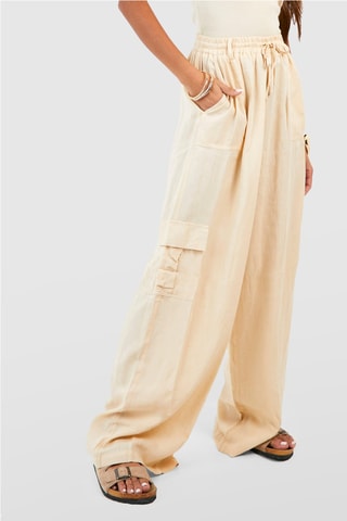 Pantalon cargo taille haute - Beige