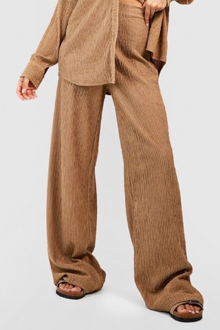 Pantalon wide legs taille haute - Marron