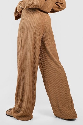 Pantalon wide legs taille haute - Marron