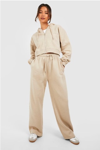 Sweat court à capuche et pantalon - Beige