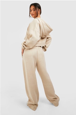 Sweat court à capuche et pantalon - Beige