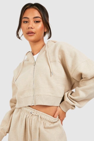 Sweat court à capuche et pantalon - Beige