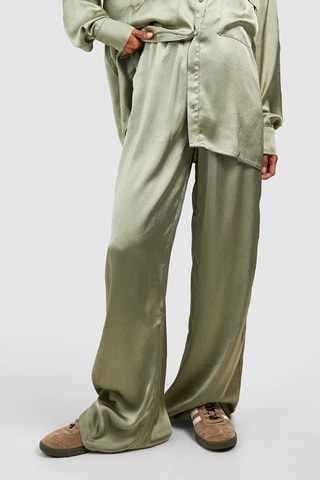Pantalon palazzo taille haute - Kaki