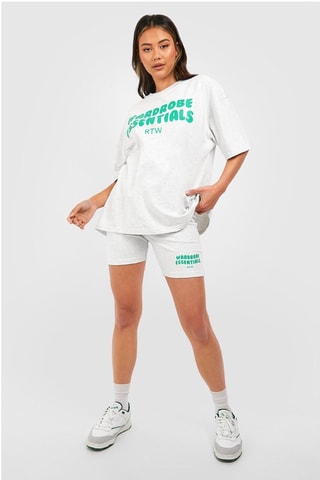T-shirt oversize et short - Gris clair chiné