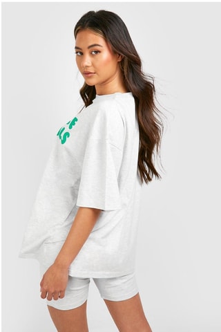 T-shirt oversize et short - Gris clair chiné