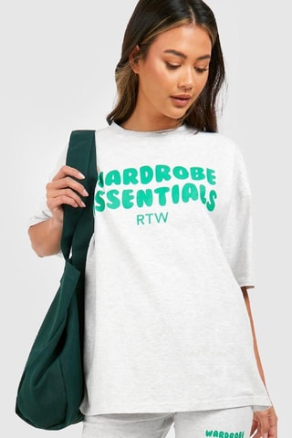 T-shirt oversize et short - Gris clair chiné