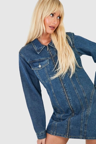 Robe chemise en jean - Bleu