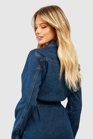 Robe chemise en jean - Bleu