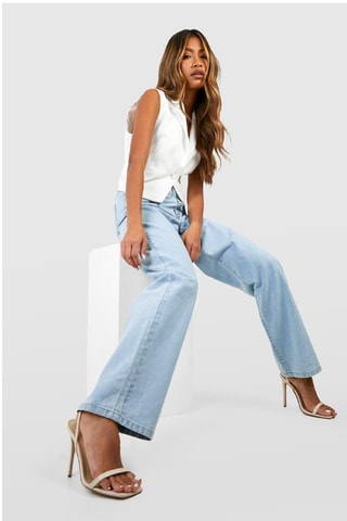 Jean wide legs taille haute - Bleu clair