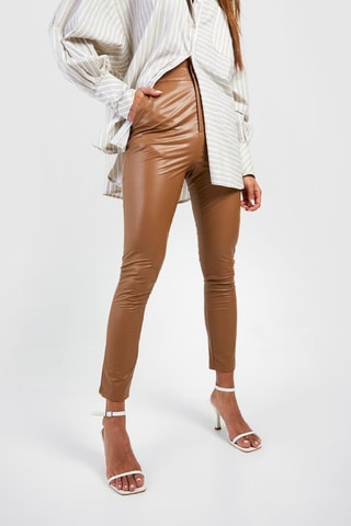 Pantalon skinny taille haute - Marron