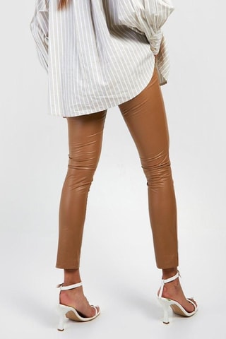 Pantalon skinny taille haute - Marron