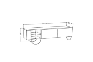 Meuble TV 2 abattants - 150 x 44 x 36 cm