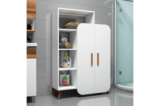 Bibliothèque et armoire intégrée 2 portes - 90 x 140 x 32 cm