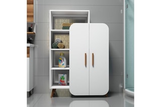 Bibliothèque et armoire intégrée 2 portes - 90 x 140 x 32 cm
