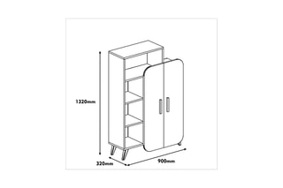 Bibliothèque et armoire intégrée 2 portes - 90 x 140 x 32 cm