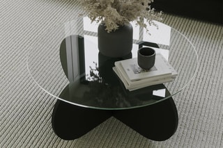 Table basse - Plateau en verre - 75 x 35 x 75 cm