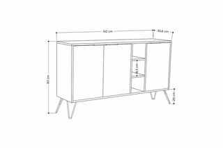 Buffet 3 portes - 142 x 35,6 x 83 cm