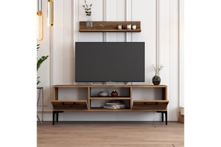 Meuble TV 2 abattants Riga - 140 x 48 x 30 / 80 x 14,2 x 13,6 cm