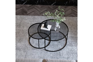 2 tables gigognes - Plateau en verre trempé - 42 x 37 / 60 x 43 cm
