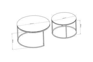 2 tables gigognes - Plateau en verre trempé - 42 x 37 / 60 x 43 cm