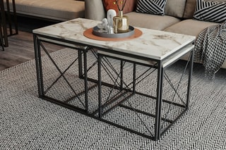 3 tables gigognes - 100 x 52 x 50 / 2 pièces de 45 x 52 x 45 cm