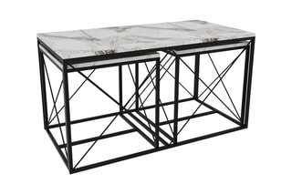 3 tables gigognes - 100 x 52 x 50 / 2 pièces de 45 x 52 x 45 cm