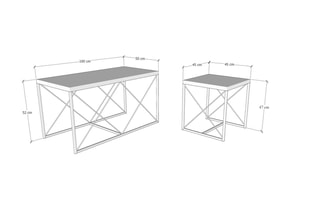 3 tables gigognes - 100 x 52 x 50 / 2 pièces de 45 x 52 x 45 cm