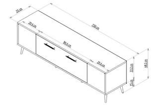Meuble TV 1 abattant Detas - 150 x 48,2 x 35 cm