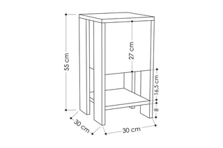 Table de chevet 1 abattant Ema - 30 x 55 x 30 cm