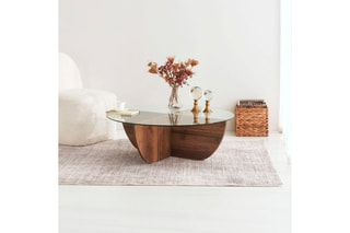 Table basse Lily - Plateau en verre trempé - 90 x 90 x 30 cm