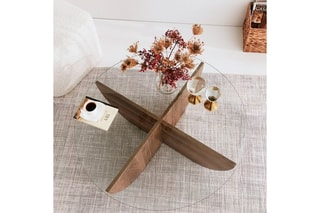 Table basse Lily - Plateau en verre trempé - 90 x 90 x 30 cm