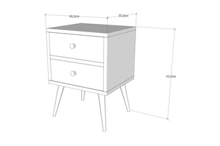Table de chevet 2 tiroirs - 40 x 35 x 55 cm
