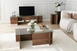 Table basse Escape - Plateau en verre trempé - 105 x 40 x 65 cm