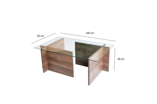 Table basse Escape - Plateau en verre trempé - 105 x 40 x 65 cm