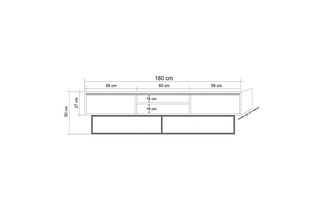 Meuble TV 2 tiroirs Rodez 180 - 180 x 50 x 40 cm