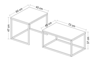 Table basse Leka - 72 x 37 x 45 / 60 x 47 x 45 cm