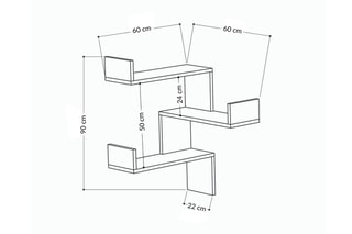 Etagère murale 3 niveaux Luksa - 60 x 60 x 90 cm