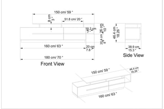 Meuble TV 2 abattants - 180 x 46,4 x 38,9 cm