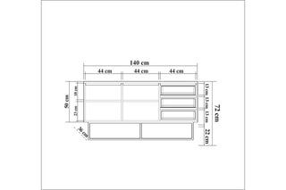 Bahut 2 portes Ruba - 140 x 36 x 72 cm