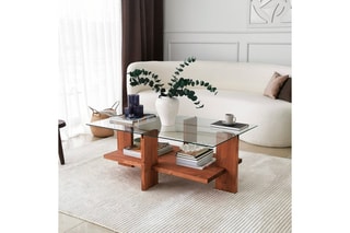 Table basse - En verre et bois - 105 x 60 x 40 cm