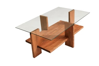 Table basse - En verre et bois - 105 x 60 x 40 cm