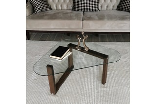 Table basse Cam Orta Sehpa S302 - Structure en bois - Plateau en verre trempé - 96 x 41 x 81 cm