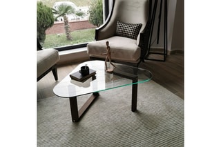 Table basse Cam Orta Sehpa S302 - Structure en bois - Plateau en verre trempé - 96 x 41 x 81 cm