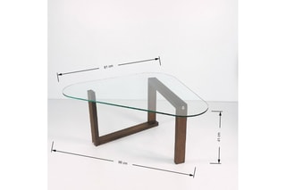 Table basse Cam Orta Sehpa S302 - Structure en bois - Plateau en verre trempé - 96 x 41 x 81 cm