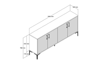 Buffet 4 portes - 180 x 78 x 35 cm